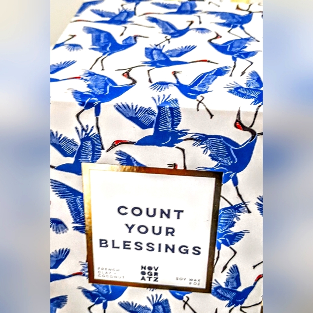 Nib novagratz count your blessings French clay coconut soy wax candle 8oz